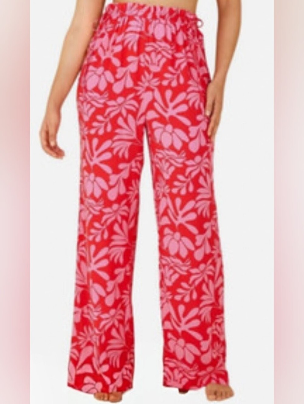 Shade & Shore Pink Floral Wide-Leg Pants Swimsuit Coverup Cover-up - Picture 3 of 9